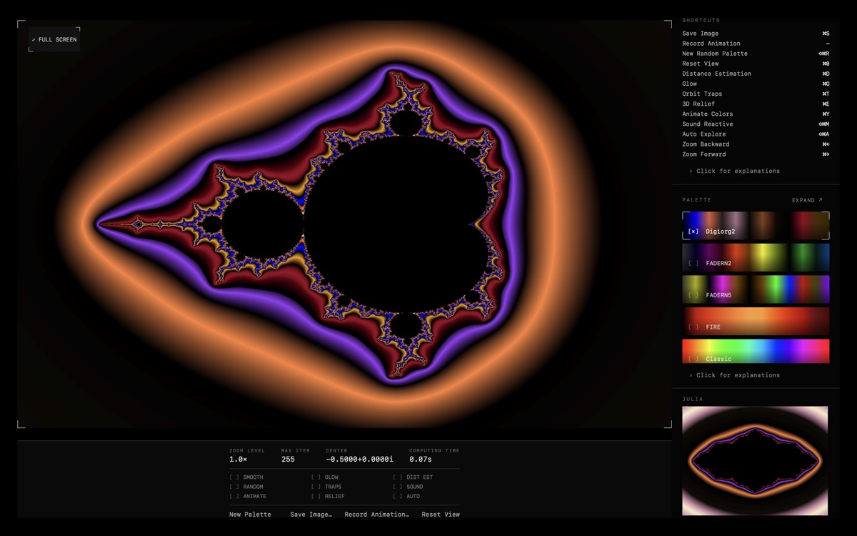 DoomFracting native Mac window with sidebar and render area