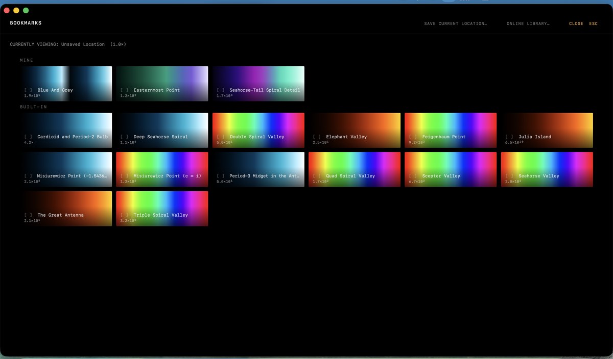 The Bookmarks browser on Mac, Mine and Built-in sections
